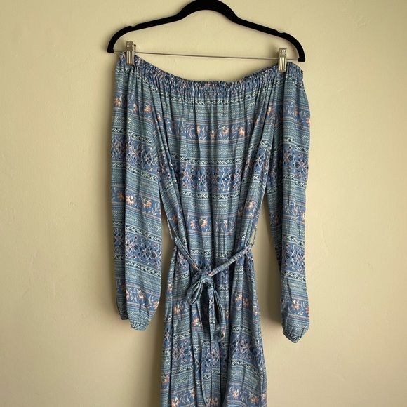 WAYF Blue Off The Shoulder Dress - Picture 2 of 7